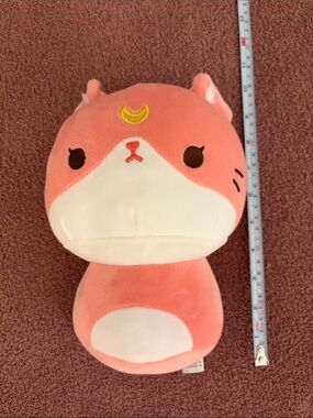 MEWAII Coral and Cream Crescent Moon Cat Plush